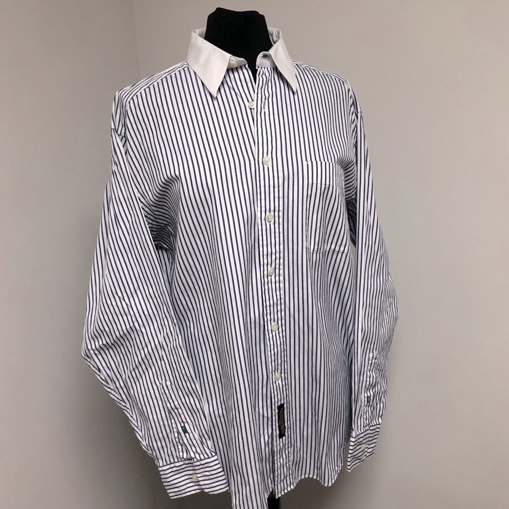Tommy Hilfiger Blue and White Stripe Button Down